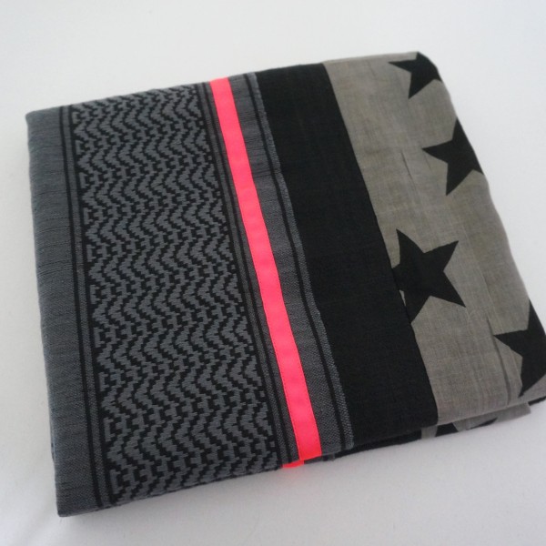 Halstuch Unikat "Pimp my Pali" Schwarz/Taupe, Neonpink