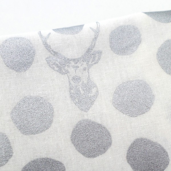 Reststück echino Canvas Halbleinen Hirsch Deer&Dot Silber