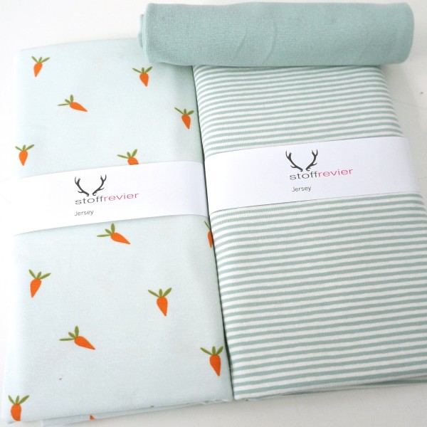 Stoffpaket Jersey, Möhrchen, Hellmint, Ringel Mint, Bündchen