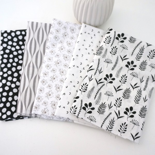 Restepaket Patchwork, Schwarz, Weiß, Grau