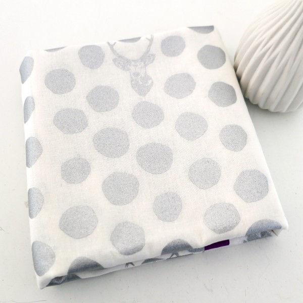 Reststück echino Canvas Halbleinen Hirsch Deer&Dot Silber