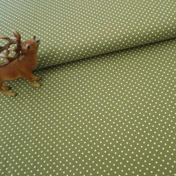 Baumwollstoff, Punkte, 2mm, Judith, Heugrün, Meterware