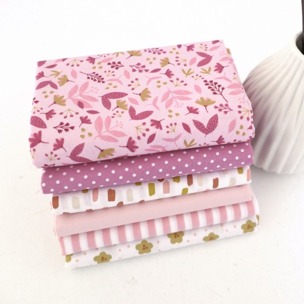 Stoffpaket Baumwolle, Fat Quarter, Blumen, Striche, Kleckse, Streifen