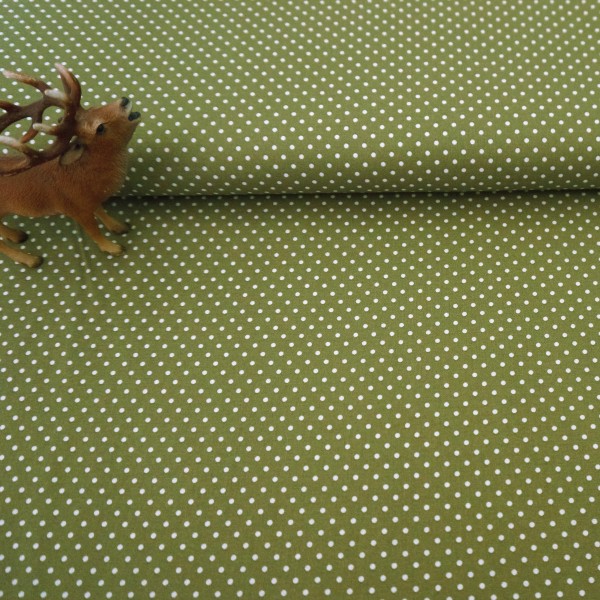 Baumwollstoff, Punkte, 2mm, Judith, Heugrün, Meterware