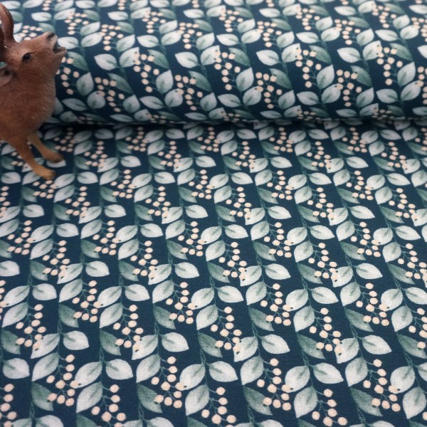 Jersey, Wood Animals, Beeren, Dunkelblau, swafing, Meterware