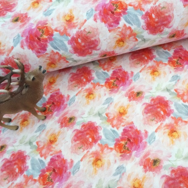 Musselin Rosen, Water Colour, Meterware