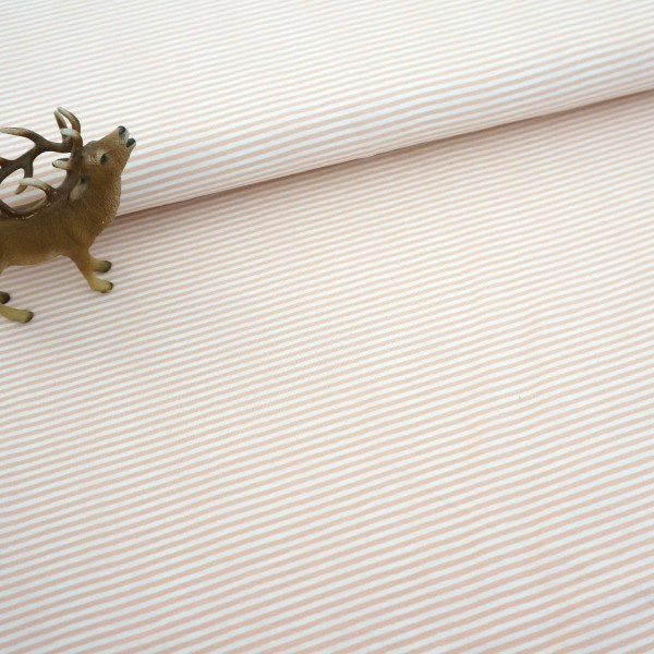 Ringeljersey Apricotrosa/Weiß, Meterware