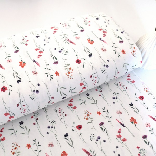 Jersey Kräuterwiese, Off-White, Bunt, Meterware