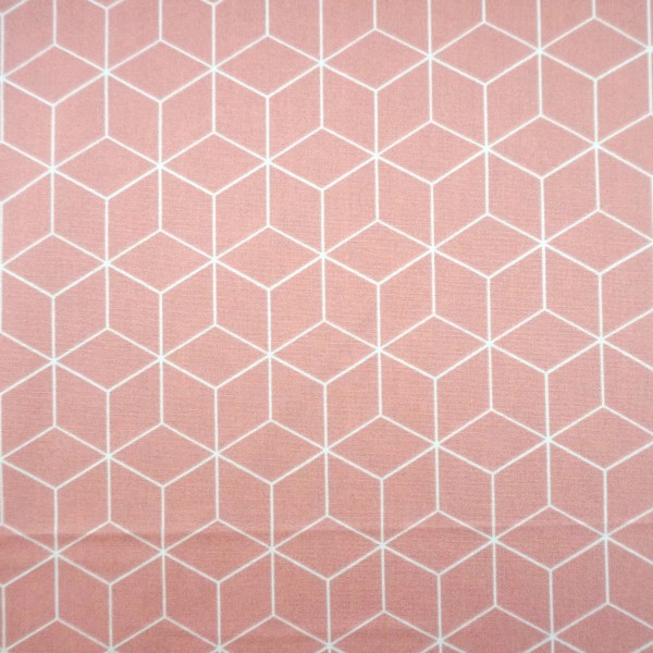 Baumwollstoff, Rauten, Rosa, Meterware