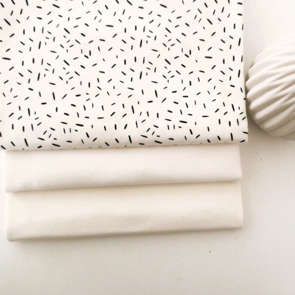 Restepaket Jersey 'Konfetti', Uni Off-White, 50 cm Bündchen