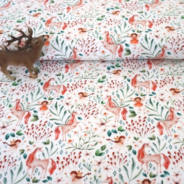 Jersey, Egge, Blumenelfen, Einhörner, Off-White, swafing, Meterware