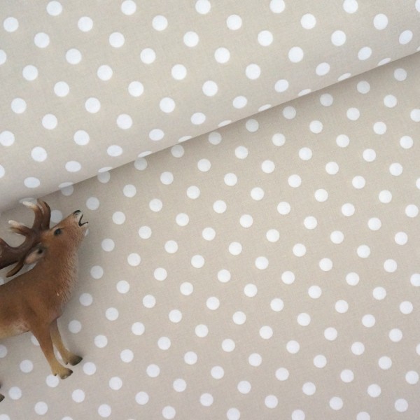 Baumwollstoff, Polka Dots, 7 mm, Judith, Hellbeige