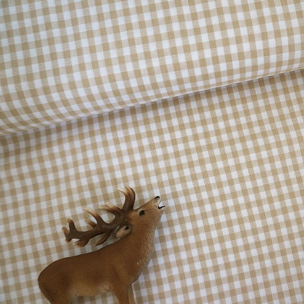 Vichykaro 5 mm, Baumwollstoff, Beige