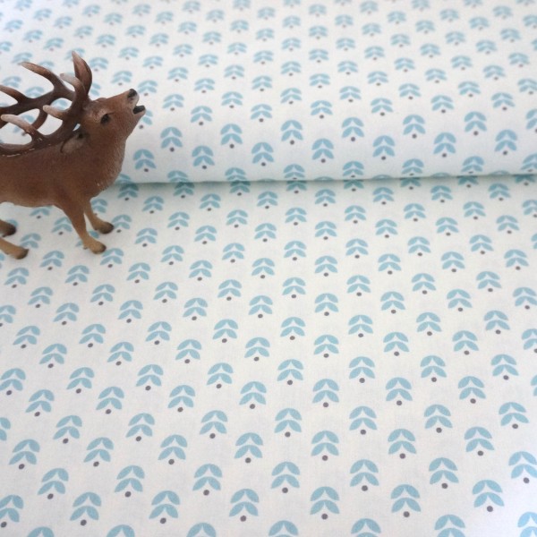 Baumwollstoff, Popeline, Kansas, kl.Blätter, Hellblau, swafing, Meterware