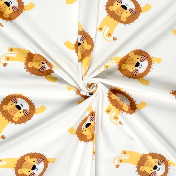 Jersey Löwen, Off-White, Senf, Braun, Meterware