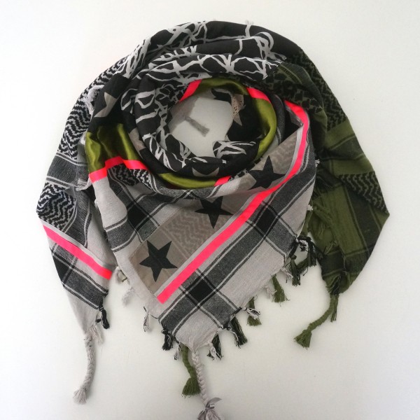 Halstuch Unikat "Pimp my Pali" Nato, Grau, Neon- Pink, Unikat