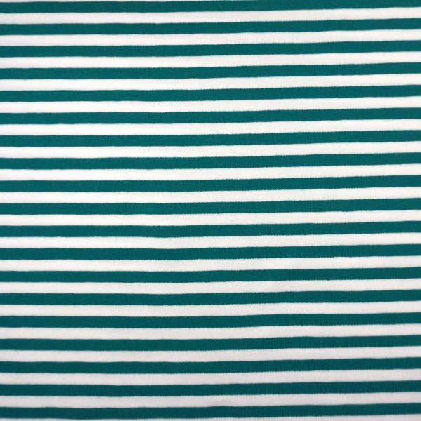 Ringeljersey 5 mm, Petrol/Weiß, Meterware