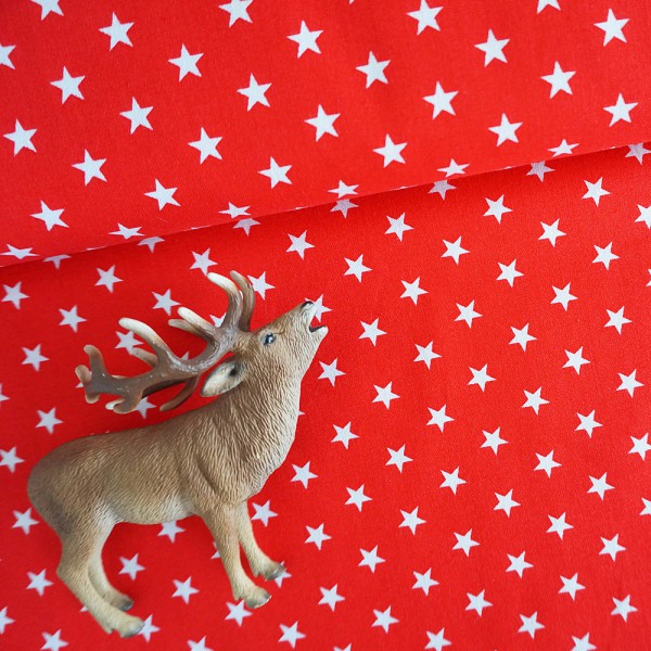 Baumwollstoff, Carrie, Sterne 7 mm, Rot/Weiß