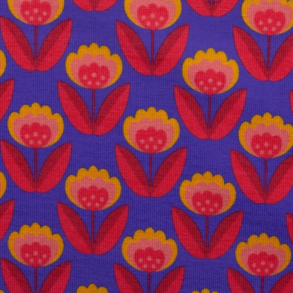 Jersey, Retroblume, Königsblau, swafing, Meterware