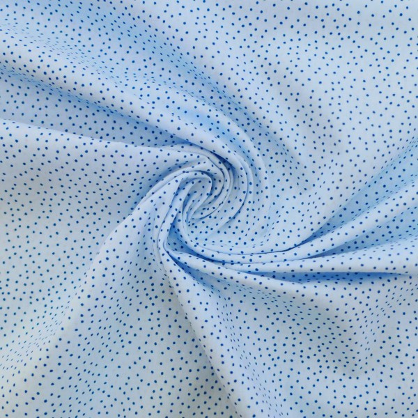 Baumwollstoff, Popeline, kleine Punkte, Hellblau, Meterware