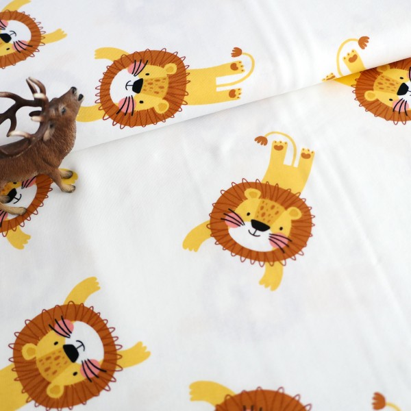 Jersey Löwen, Off-White, Senf, Braun, Meterware