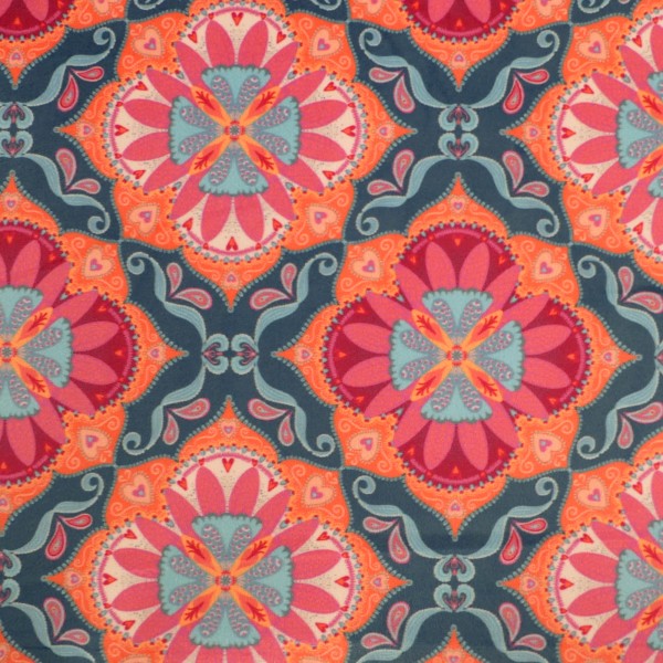 Samt, Boho Velvet, Ornamente, Petrol, Rot, Orange, swafing, Meterware