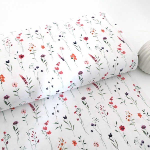 Jersey Kräuterwiese, Off-White, Bunt, Meterware