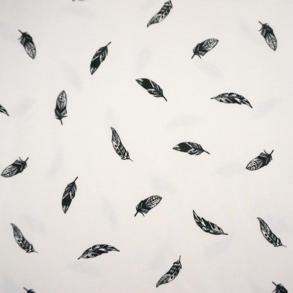 Jersey, Federn, Off-White, Meterware