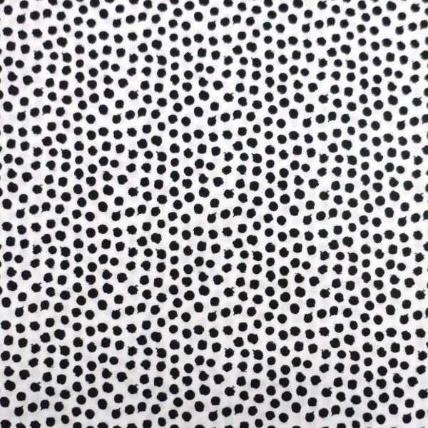 Baumwollstoff, Punkte, Weiß, Schwarz, Meterware