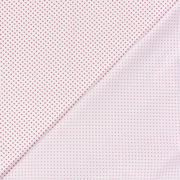 Baumwollstoff Popelin, kleine Punkte, Weiß, Rot, Meterware