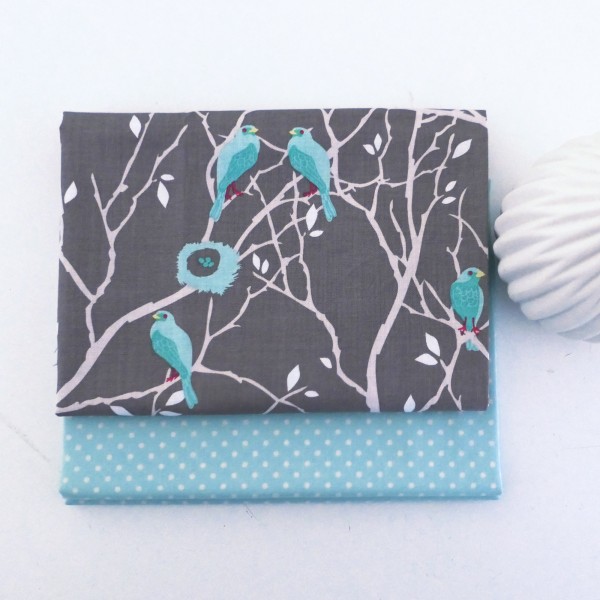 Reste, Baumwollstoff, Patchwork, Riley Blake, Nachtvogel, Punkte Mint