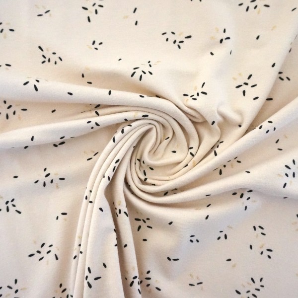 Jersey 'Glitter Stripes', Vanille, Schwarz, Gold, Meterware