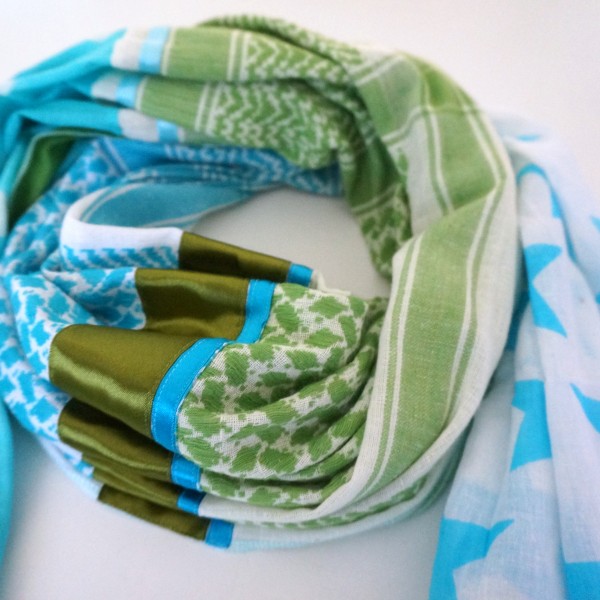 Halstuch Unikat "Pimp my Pali" Grün, Weiß, Türkis