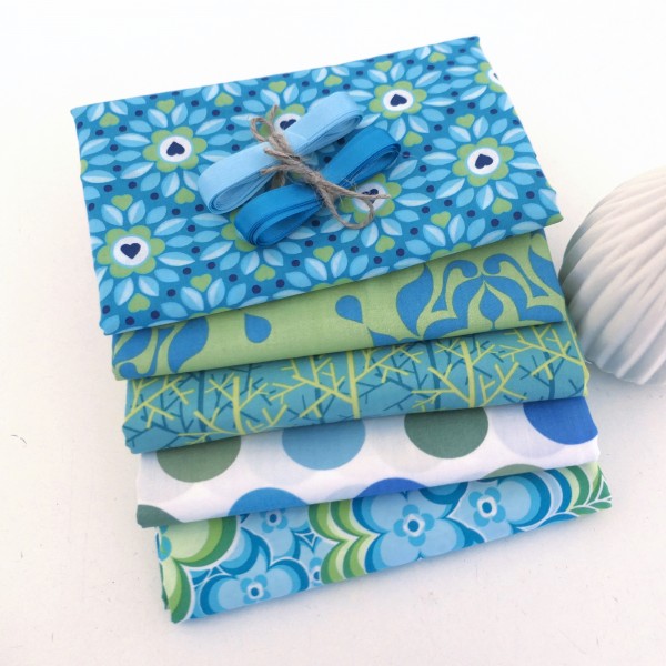 Restepaket Baumwolle Blau/Grün, Raritäten, Patchwork