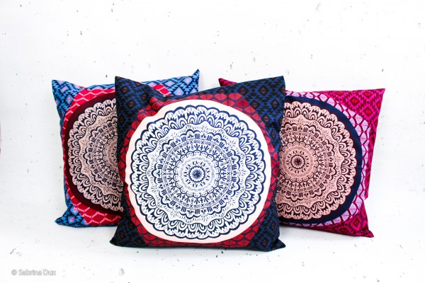 Baumwollstoff 'Pillow Party' Panel, Aubergine, swafing