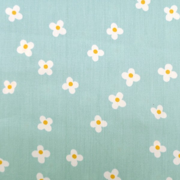 Baumwollstoff, Gänseblümchen, Mint, Meterware