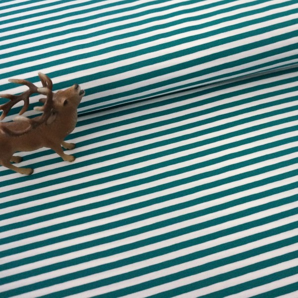 Ringeljersey 5 mm, Petrol/Weiß, Meterware