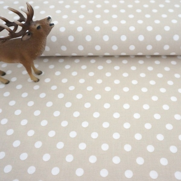 Baumwollstoff, Polka Dots, 7 mm, Judith, Hellbeige