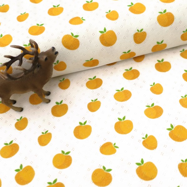 Jersey, Ajourjersey, Äpfel, Gelb, swafing Alva, Meterware