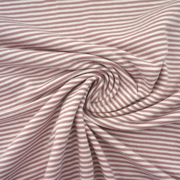 Ringeljersey Altrosa/Weiß, Meterware