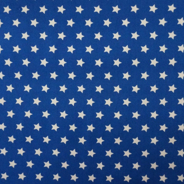 Baumwollstoff, Popeline Sterne, Königsblau, Meterware