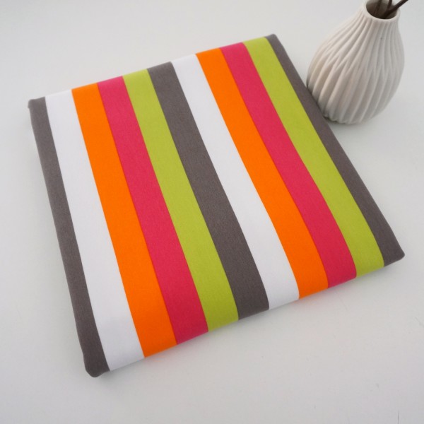 Rest, French Terry Blockstreifen, Lime, Pink, Grau, Orange