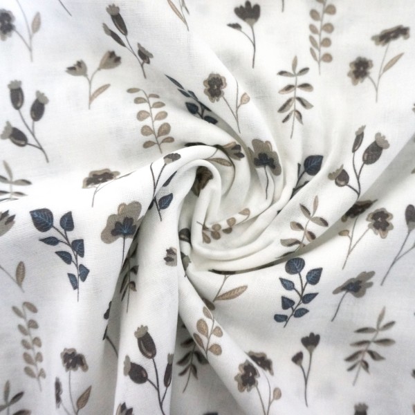 Musselin, Double Gauze, Wiesenkräuter, Taupe, Meterware