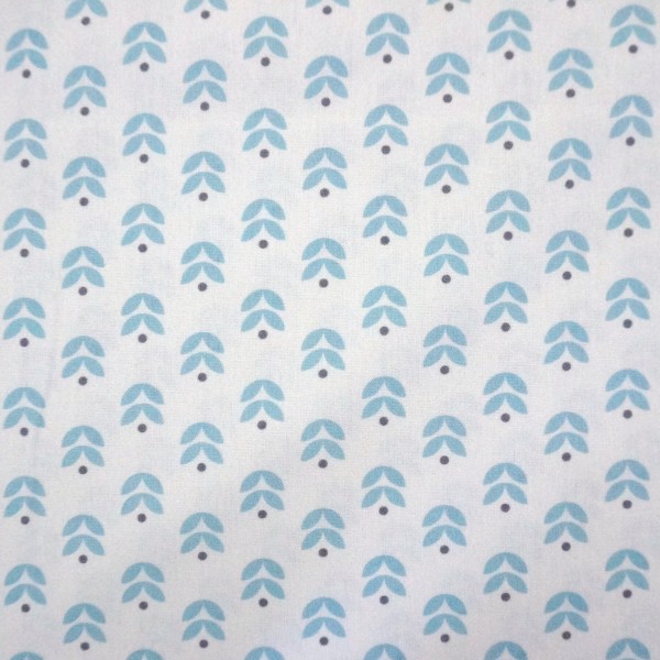 Baumwollstoff, Popeline, Kansas, kl.Blätter, Hellblau, swafing, Meterware