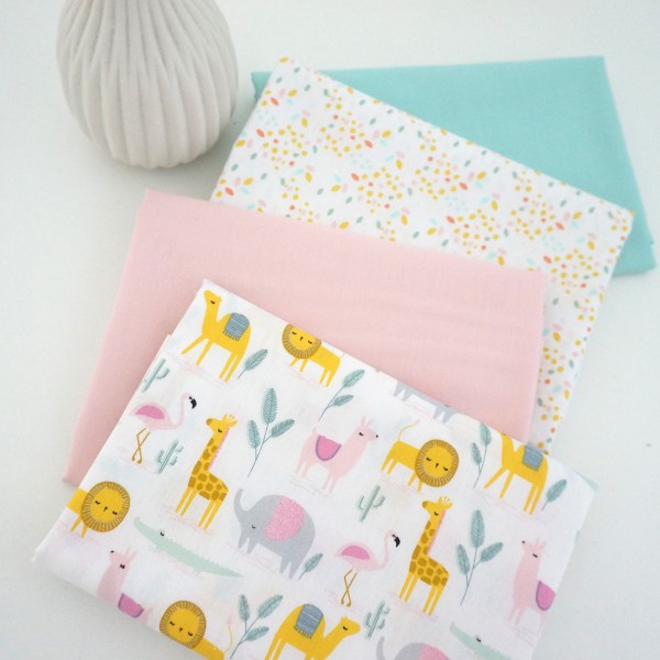 Stoffpaket Baumwolle, Desert Family, Kombi, Uni Mint, Rosa, Patchwork