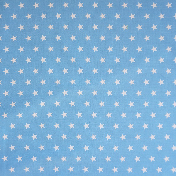 Baumwollstoff, Carrie, Sterne 7 mm, Hellblau/Weiß