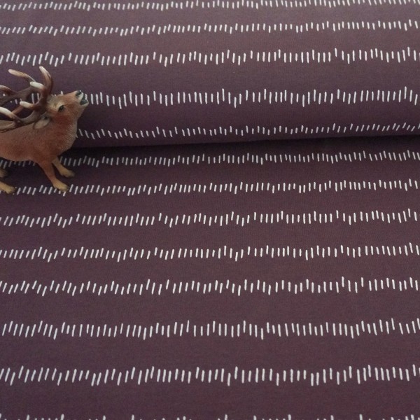 Jersey, unregelmäßige Striche, Mauve, Meterware