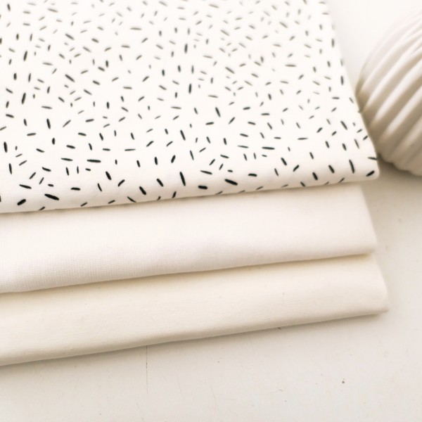 Restepaket Jersey 'Konfetti', Uni Off-White, 50 cm Bündchen