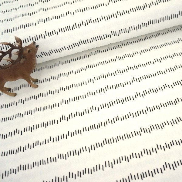 Jersey, unregelmäßige Striche, Ecru, Meterware