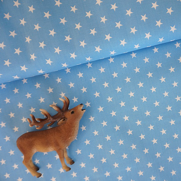 Baumwollstoff, Carrie, Sterne 7 mm, Hellblau/Weiß